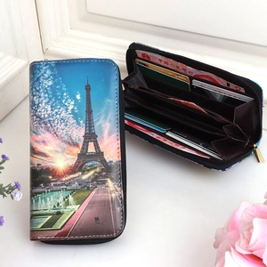 Detailed internal view of Eiffel Tower wallet with multiple card slots and zipper pocket