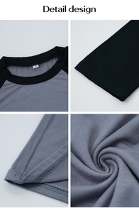 Dettagli della t-shirt Y2K slim bicolore con etichetta interna e cuciture rifinite