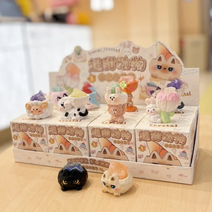 Detailed view of mythical fox figure blind box set with colorful collectible statues