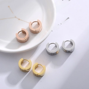 Créoles en acier inoxydable poli en or argent et or rose pour femmes bijoux