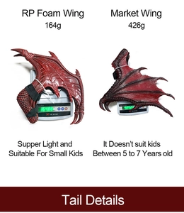 Weight comparison between RP foam dragon wings and standard version for cosplay outfits