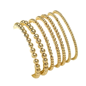Multilayer golden beaded ear cuff earrings set with geometric metallic gradient beads