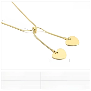 Detailed size specifications for adjustable heart pendant necklace in stainless steel