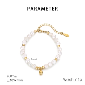 Détail du bracelet en perles et billes d'acier avec dimensions 180x7mm et son poids
