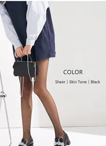 Detailed view of ultra-thin sheer black tights with high elasticity and elegant matte finish