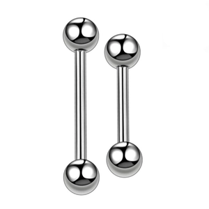F136 titanium straight barbell ear and tongue piercing jewelry with double ball ends