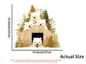 Détail de stickers muraux ours polaire de Noël montrant les dimensions précises de 37cm