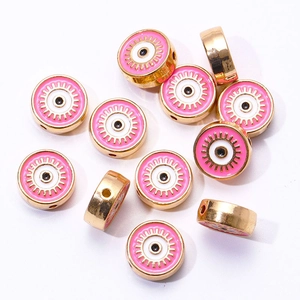 Détail de perles œil maléfique en émail rose et alliage pour bijoux DIY et bracelets