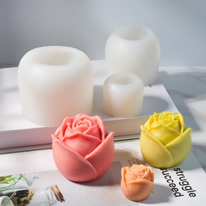 Lot de moules en silicone rose 3D pour la création de bougies et savons DIY