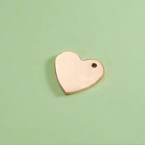 Pendentif cœur en acier inoxydable poli or rose avec trou pré-percé pour bijoux DIY
