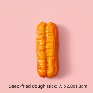Close-up of a resin Youtiao food model showing realistic texture and size dimensions