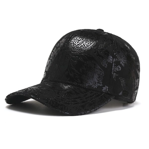 Casquette de baseball noire style hip-hop avec motifs floraux en relief brillant