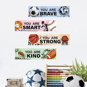 Stickers Muraux Sportifs Motivants Citations Inspirantes Basket-Ball Football Baseball PVC Autocollants Décoration Chambre Enfant Salle De Jeux