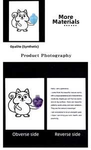 Detailed front and reverse view of opalite and amethyst squirrel gemstone charms