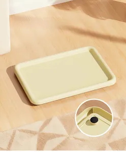 Rechteckige beige Napfunterlage für Haustiere mit Silikon-Antirutsch-Pads