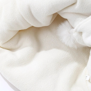 Winter fleece-lined hooded scarf for kids with cute bear ears and fluffy pom-pom detail