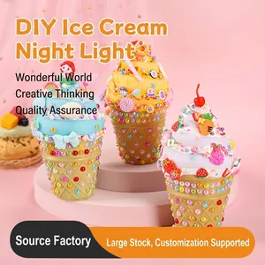 DIY Simulation Cream Glue Ice Cream Night Light Handmade Material Kit Creative Desktop Ornament Educational Craft Toy