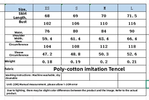 Detailed size chart for elegant slim-fit poplin shirt featuring XS to L measurements