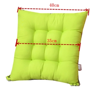 Thick solid green chair cushion with nine-hole tufted design and 40cm size measurement