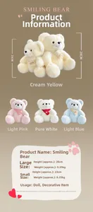 Size chart showing teddy bear plush toy measurements in 23cm and 28cm options