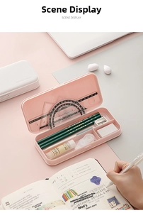 Pink stationery box set with pencils, ruler, eraser and sharpener for students