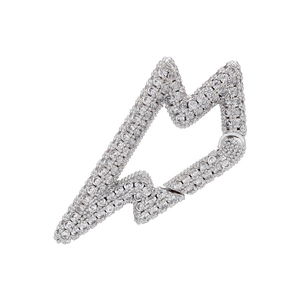Silver-plated lightning bolt jewelry clasp with micro-pave white zircon stones