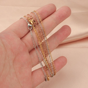 Three colors of stainless steel chain necklaces with lobster clasp and drop charms