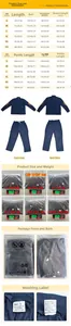 Detailed size chart for men corduroy tracksuit set with metric and imperial measurements