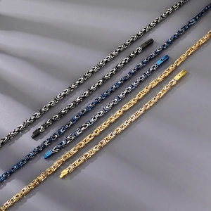 Collier Chaîne Byzantine Acier Inoxydable Finition Mate Hip Hop Streetwear Punk Bijoux Pour Hommes