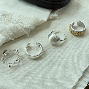 925 Sterling Silver Adjustable Open Rings For Women Minimalist Geometric Butterfly Floral Vintage Gold Plated Jewelry Gift