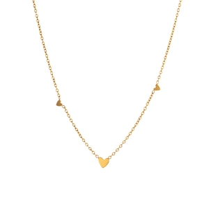Minimalist gold titanium steel chain bracelet featuring three heart-shaped pendants