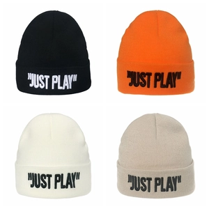 Knitted Beanie Hat Acrylic Letter Embroidery Folded Cuff Ribbed Warm Winter Streetwear Casual For Women Men Student
