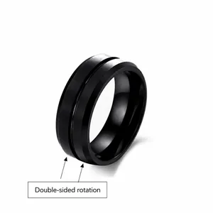 Classic matte black stainless steel rotatable ring for men, titanium steel band
