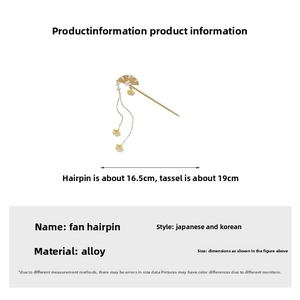 Paramètres de taille détaillés de l'épingle à cheveux en forme d'éventail avec glands élégants