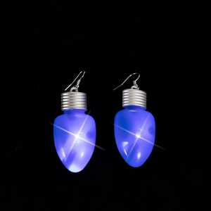 Boucles d'oreilles de Noël LED bleues lumineuses en forme d'ampoule pour les fêtes