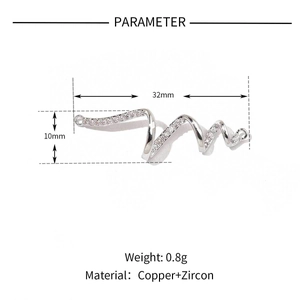 Detailed size chart of copper and zircon bowknot pendant showing 32mm by 10mm dimensions