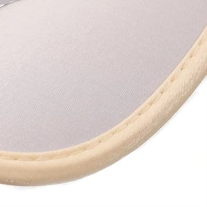 Macro shot showing the fine twill texture and double-stitched piping of the satin baseball cap