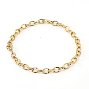 Collier Et Bracelet En Chaîne En Acier Inoxydable 304 Plaqué Or 18K Chaîne En O Ovale Bijoux Minimalistes Femmes Hommes