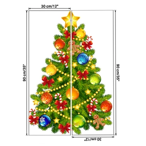 Detailed dimensions of Christmas tree wall sticker showing two 30x90cm segments