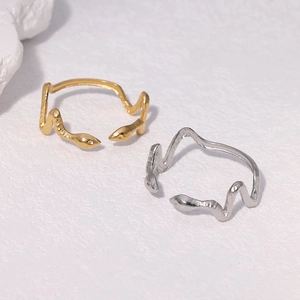 Bague Ajustable Ouverte En Forme De Serpent Acier Inoxydable Plaqué Or 18K Bijoux De Mode Minimalistes Pour Femmes