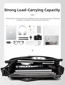 Crossbody bag interior layout showing high capacity for tablets and cameras