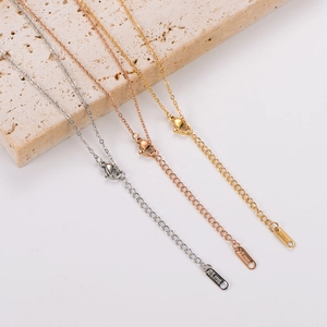 Minimalist stainless steel bead chain necklaces in silver, rose gold, and gold finishes