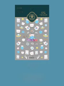 Detailed view of TS-613 nail stickers featuring space bears, planets, and UFO designs