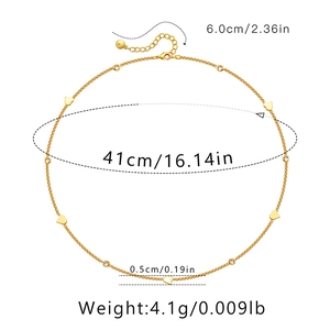 Detailed dimension guide for 18K gold plated heart necklace with size and weight info