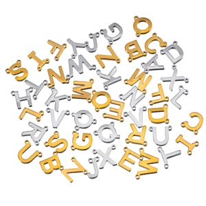 Pendentifs alphabet A-Z en acier inoxydable doré et argenté pour bijoux DIY