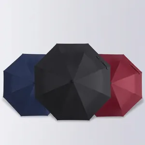Parapluies publicitaires avec logos en bleu marine, noir et bordeaux élégant