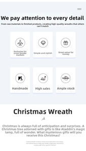 Professional marketing banner highlighting handmade Christmas wreath features and high quality