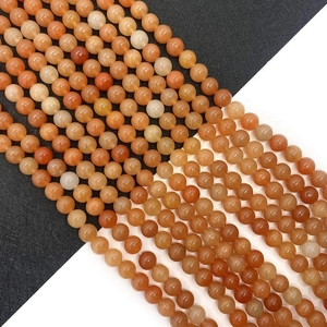 Natural Red Aventurine stone beads for DIY jewelry making with smooth quartz finish