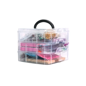 Boîte de rangement en plastique transparent à 3 niveaux pour accessoires de DIY