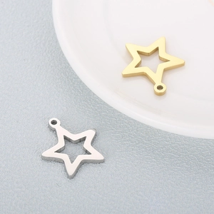 Golden and silver stainless steel star pendants for DIY jewelry and bag accessories